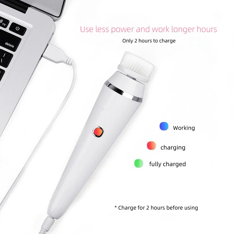 4-in-1 Electric Rotating Facial Cleansing Brush for Deep Pore Exfoliation