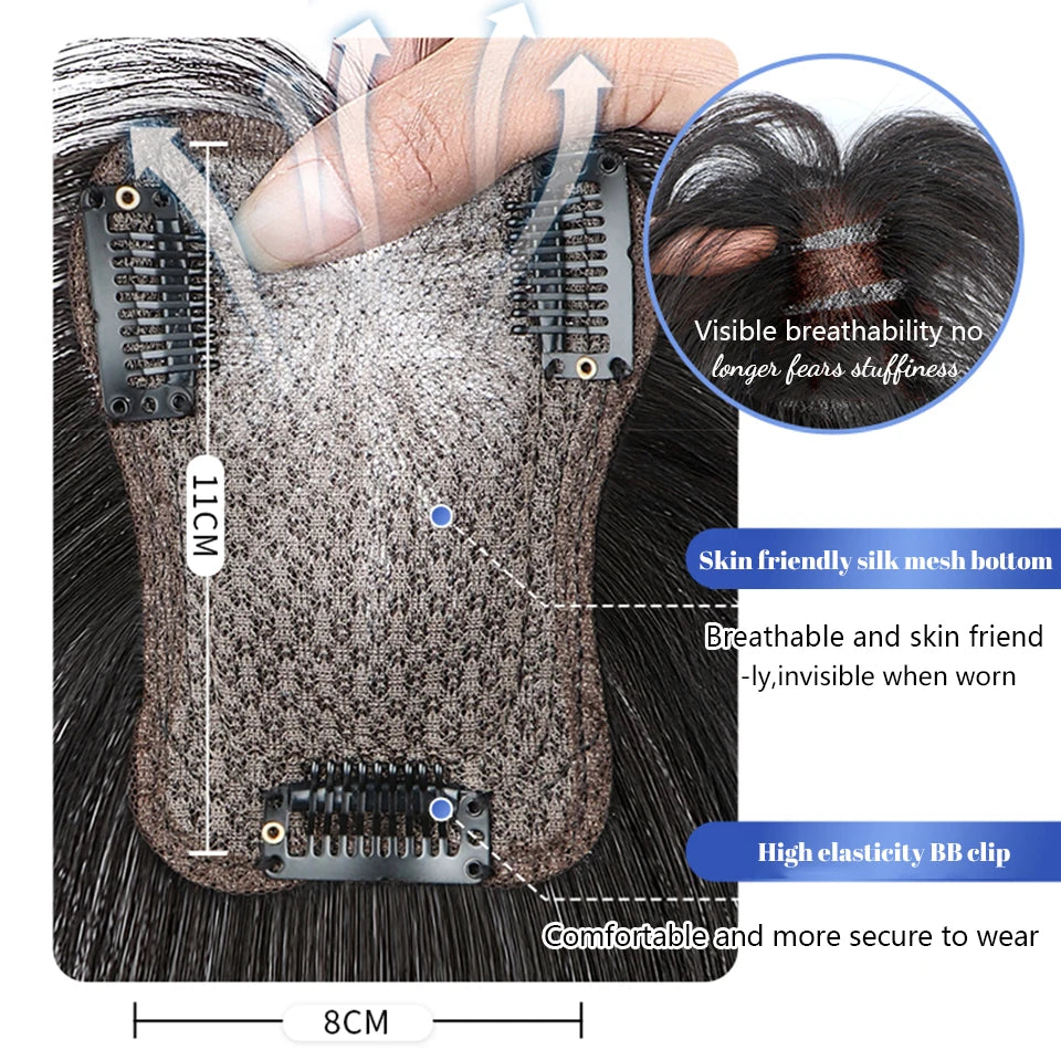 Clip-In Hair Topper Bangs Extension for Natural Volume and Style - 12