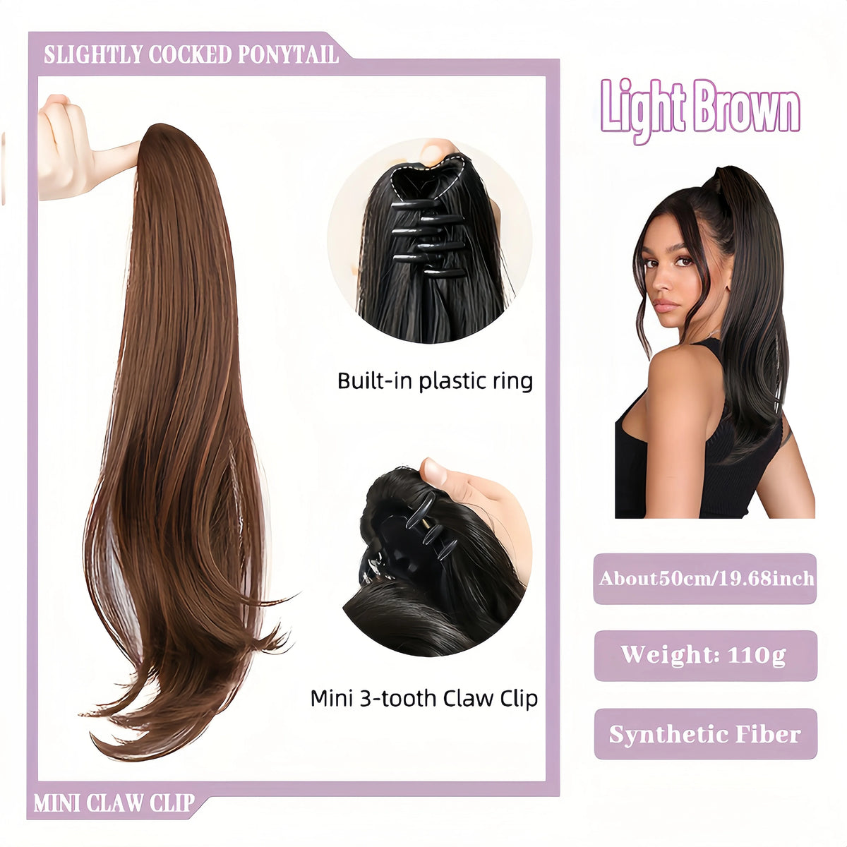Long Straight Claw Clip Ponytail Extension for Instant Voluminous Hair