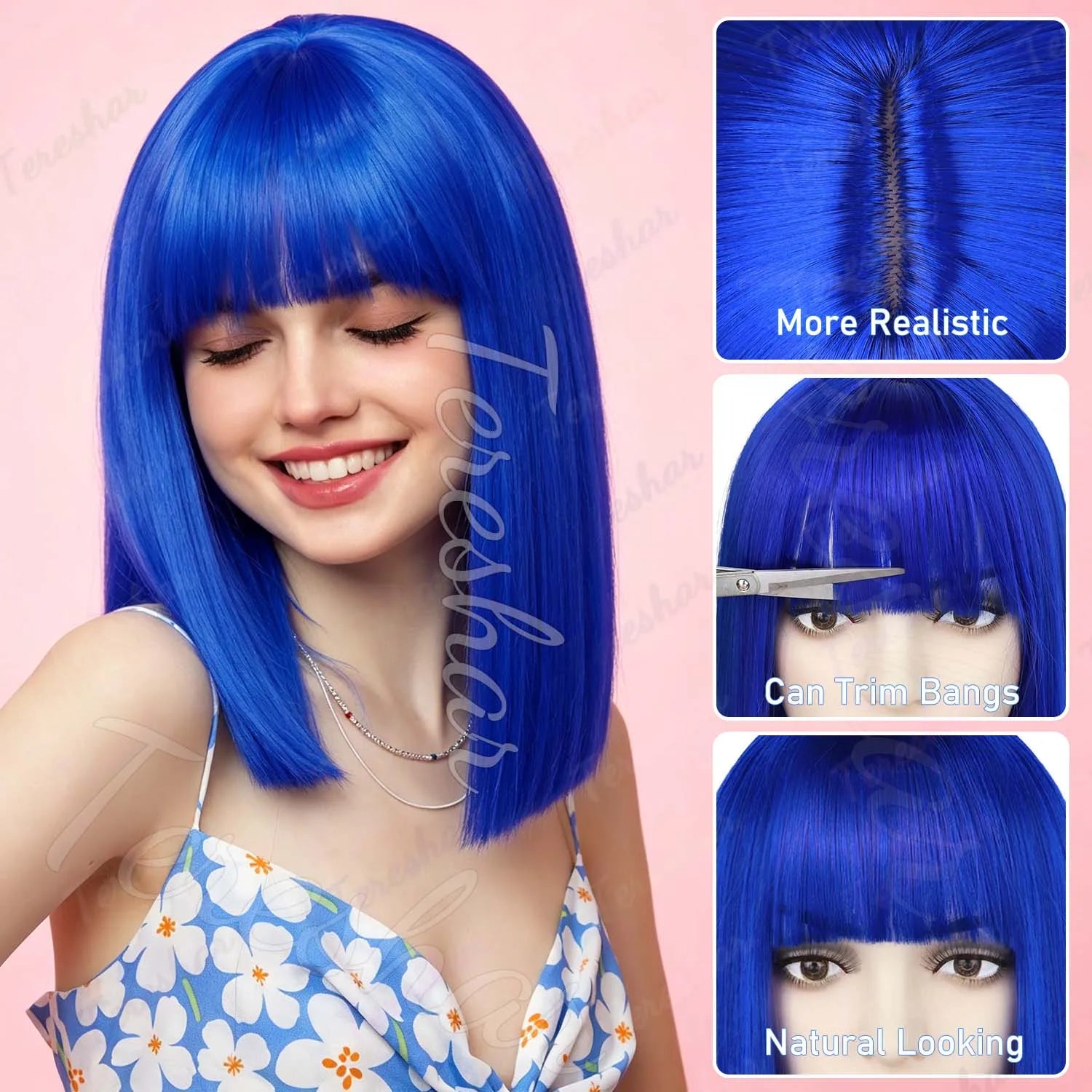 Short Straight Bob Wig with Bangs for Daily Wear and Costume Parties - 10