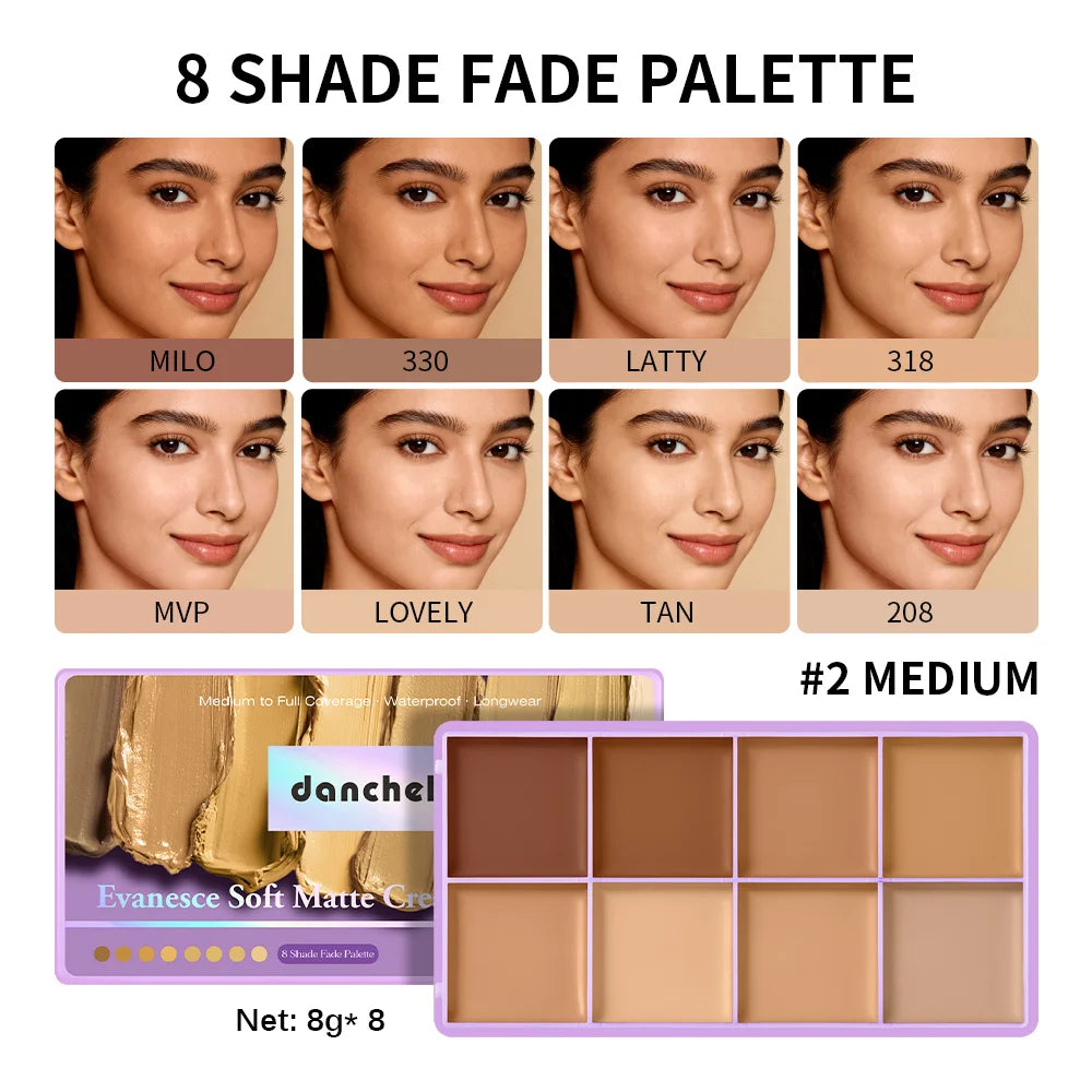 8-Shade Cream Concealer Palette for Full Coverage Face Contouring - 18