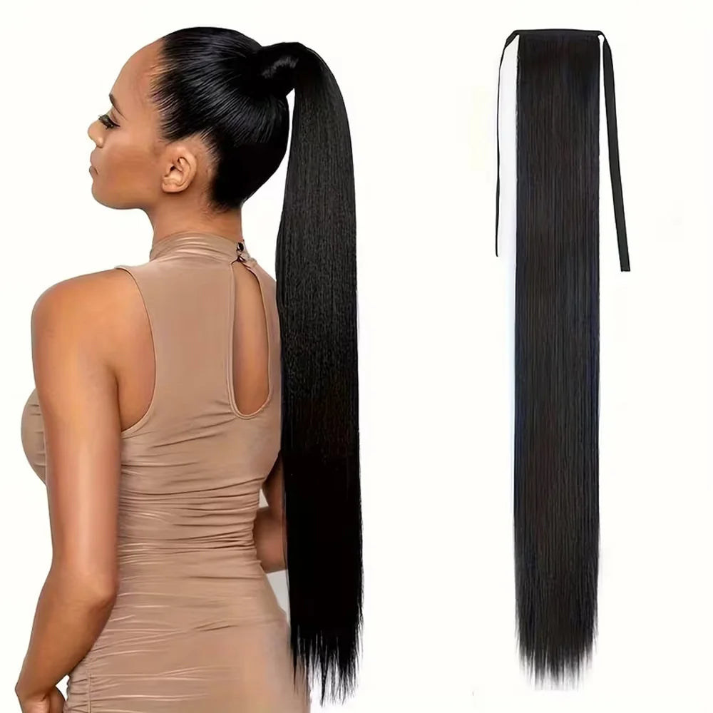 Long Straight Wrap Around Ponytail Hair Extension for Instant Volume