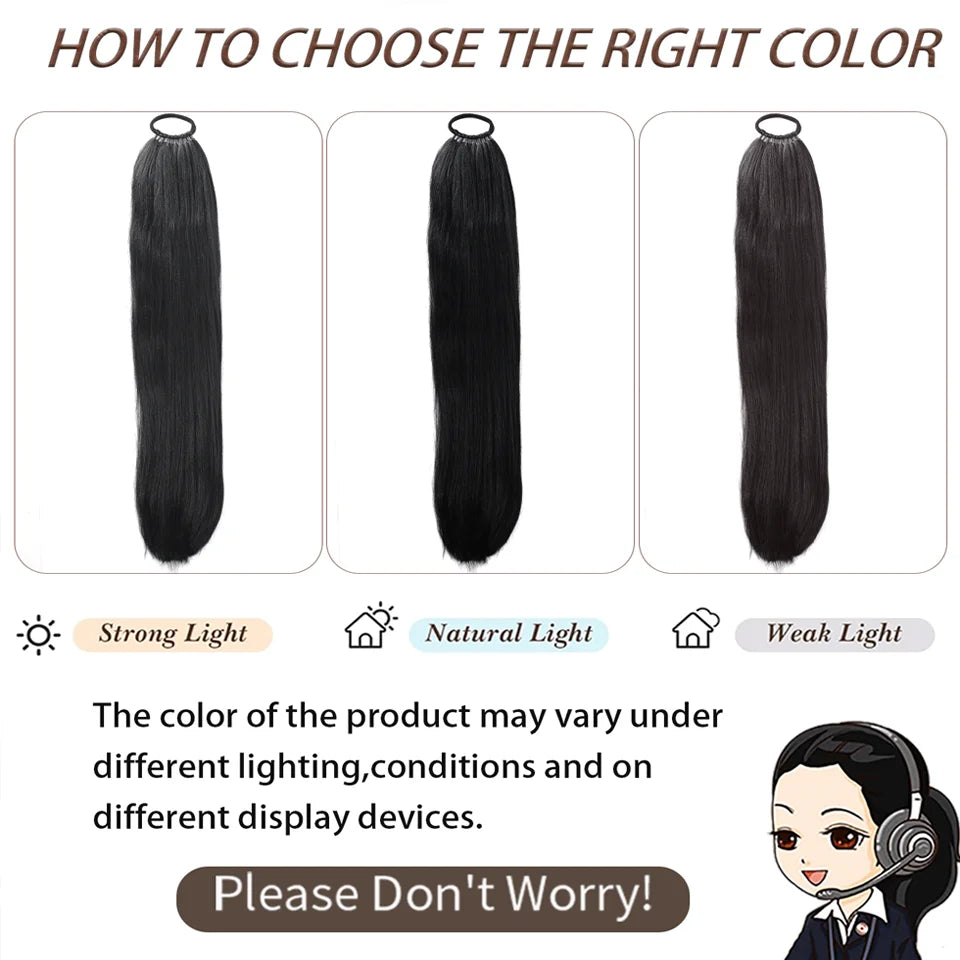 24-Inch Straight Synthetic Ponytail Extension - 5