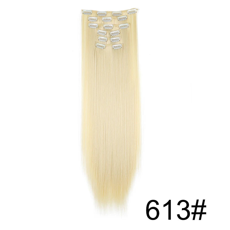 24-Inch Long Straight Clip-In Hair Extensions for Daily Wear