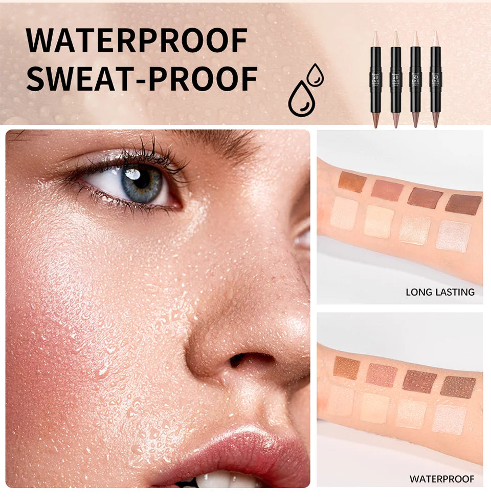 Dual-Ended Cream Contour and Highlighter Stick for Professional Sculpting - 11