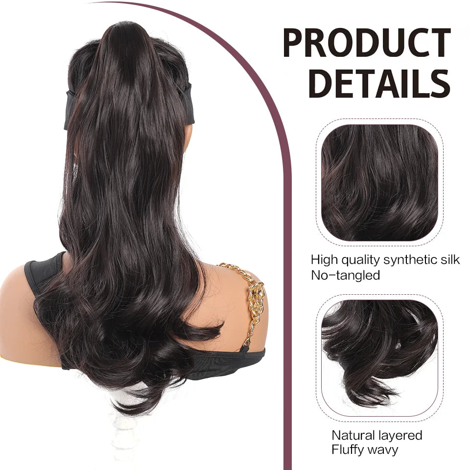 18 Inch Wavy Ponytail Hair Extension Clip-In Hairpiece