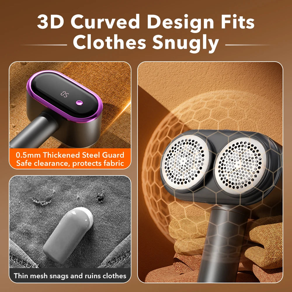 Rechargeable Electric Fabric Shaver with 5 Speed Settings and LED Display - 10
