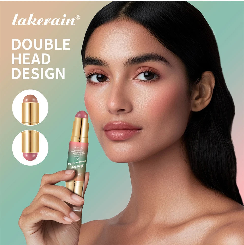 Double-Ended Cream Bronzer and Blush Stick for Face and Lips