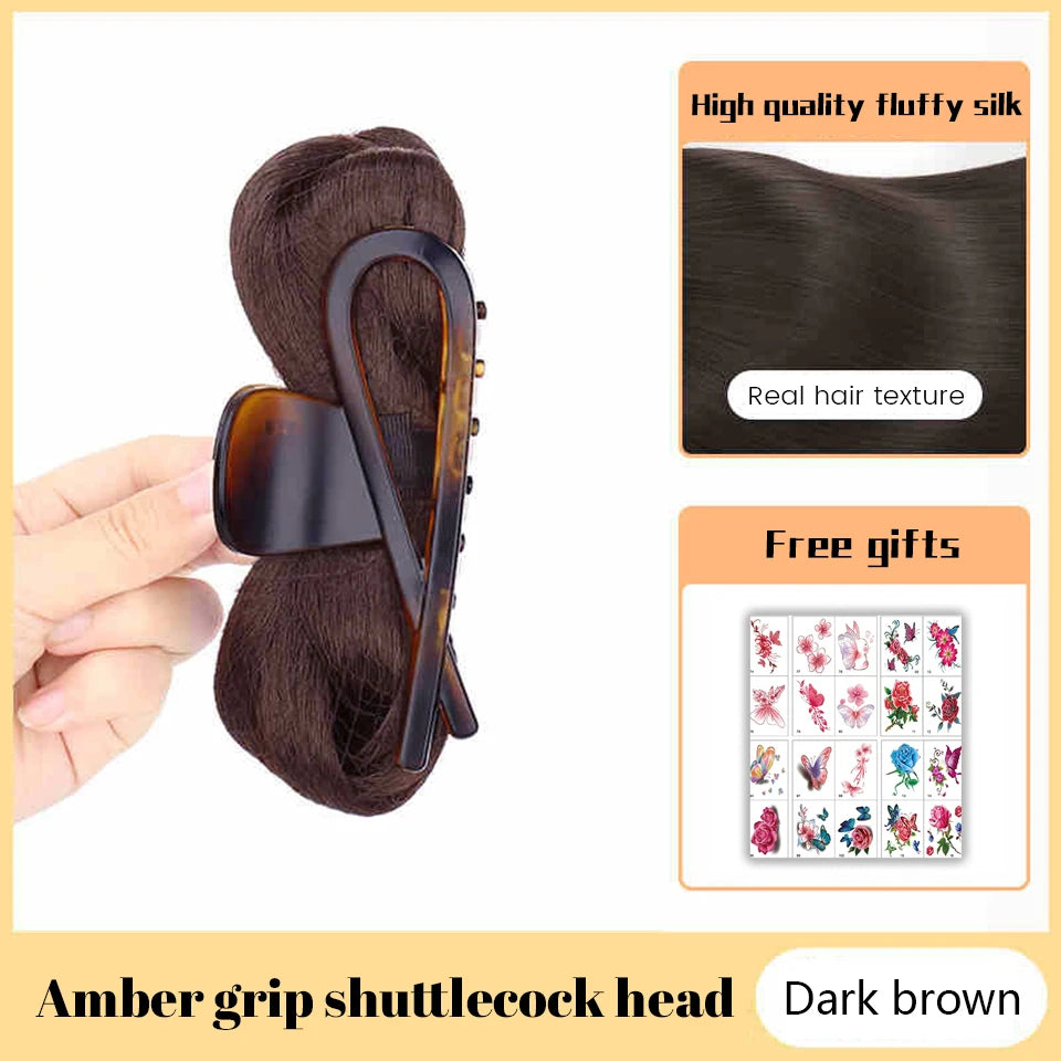 Synthetic Flower Bud Hair Bun Extension with Claw Clip - 11