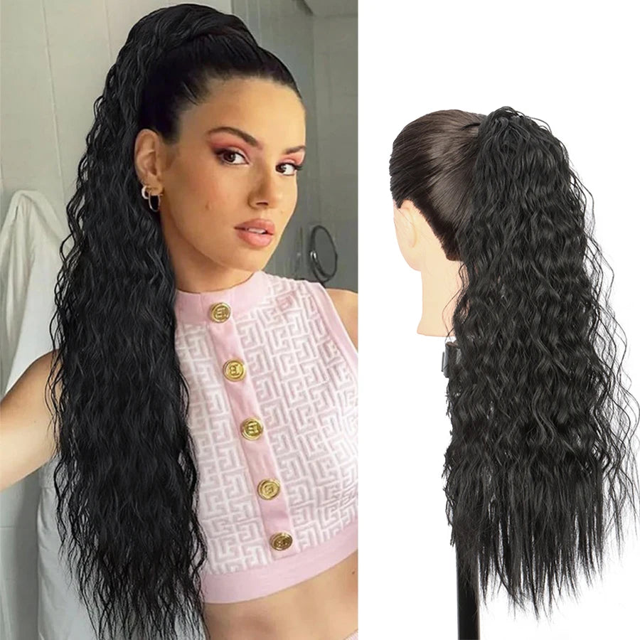 22-Inch Kinky Curly Drawstring Ponytail Extension