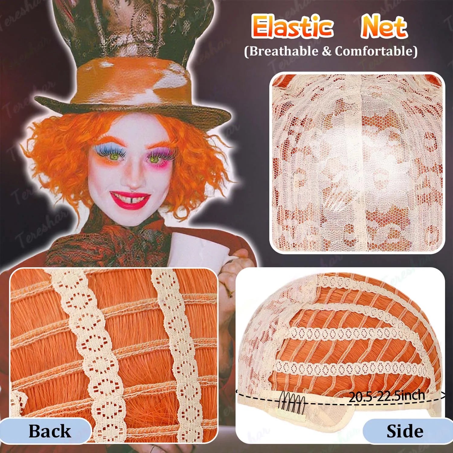 Short Curly Orange Costume Wig for Halloween Parties and Cosplay - 5