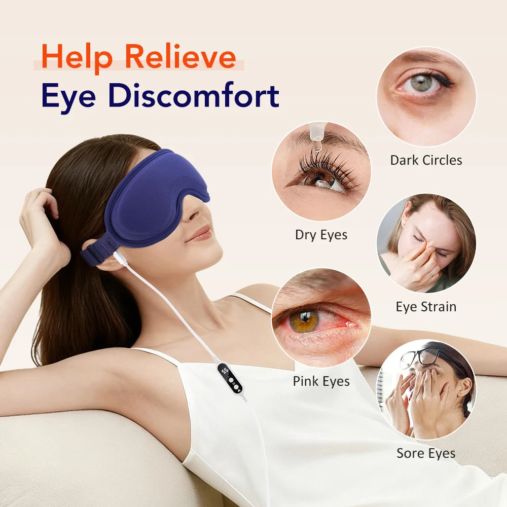 Heated Eye Massage Mask with Vibration for Stress Relief and Sleep - 14