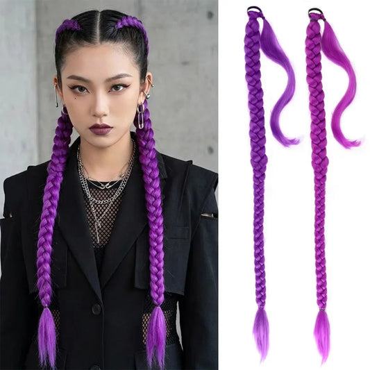 Long Purple Braided Ponytail Extension for Instant Stylish Hair