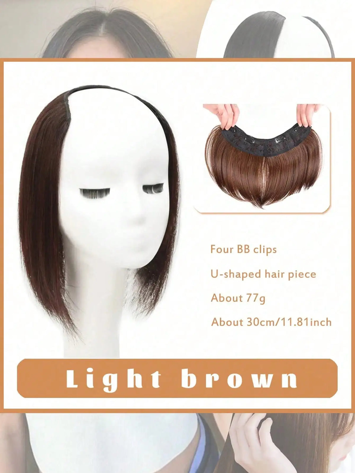U-Shaped Long Straight Clip-In Hair Extension for Volume