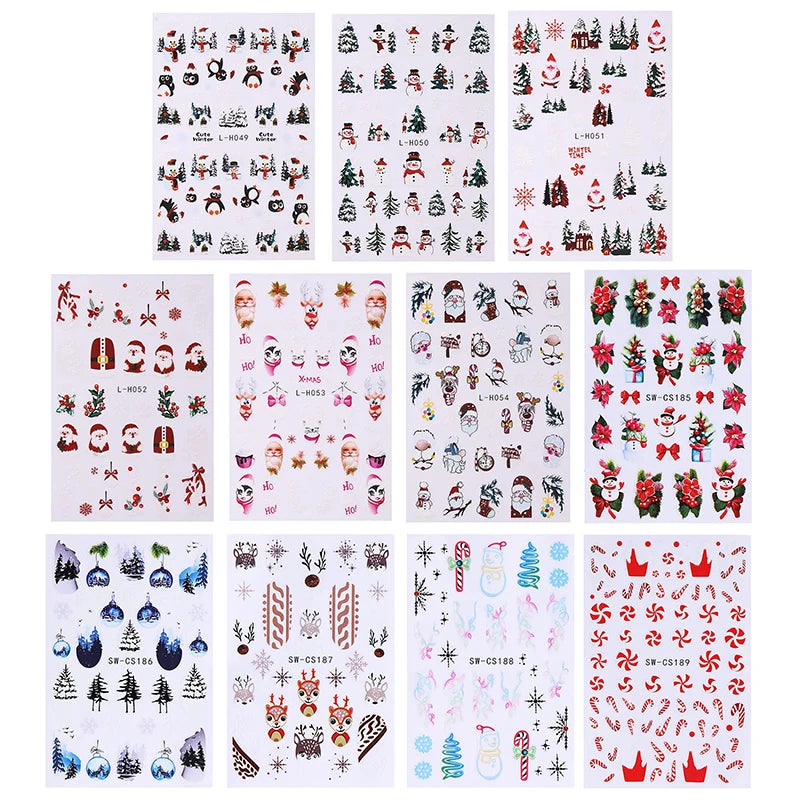 Festive 3D Christmas Nail Art Stickers for Holiday Manicure Decorations - 6