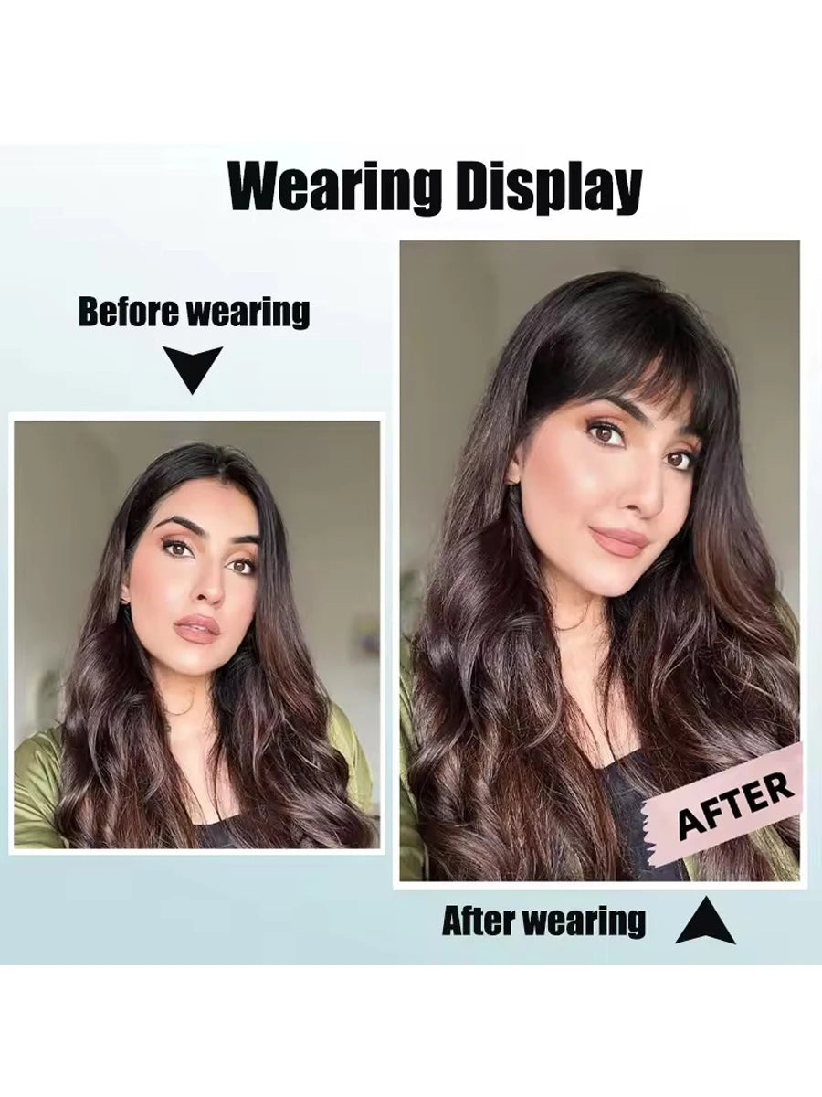 Clip-In Wispy Fringe Bangs with Sideburns for Natural Hair Transformation - 5