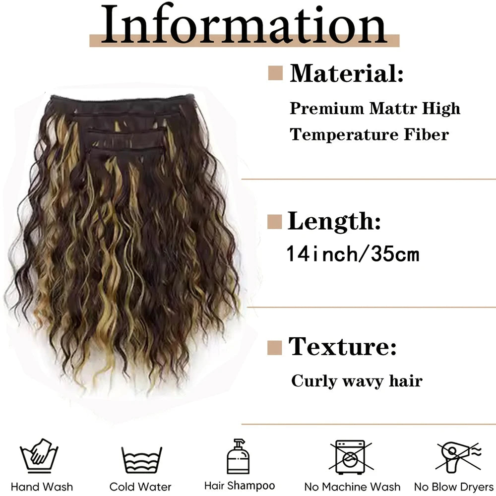14-Inch Wavy Clip-In Hair Extension Set - 8