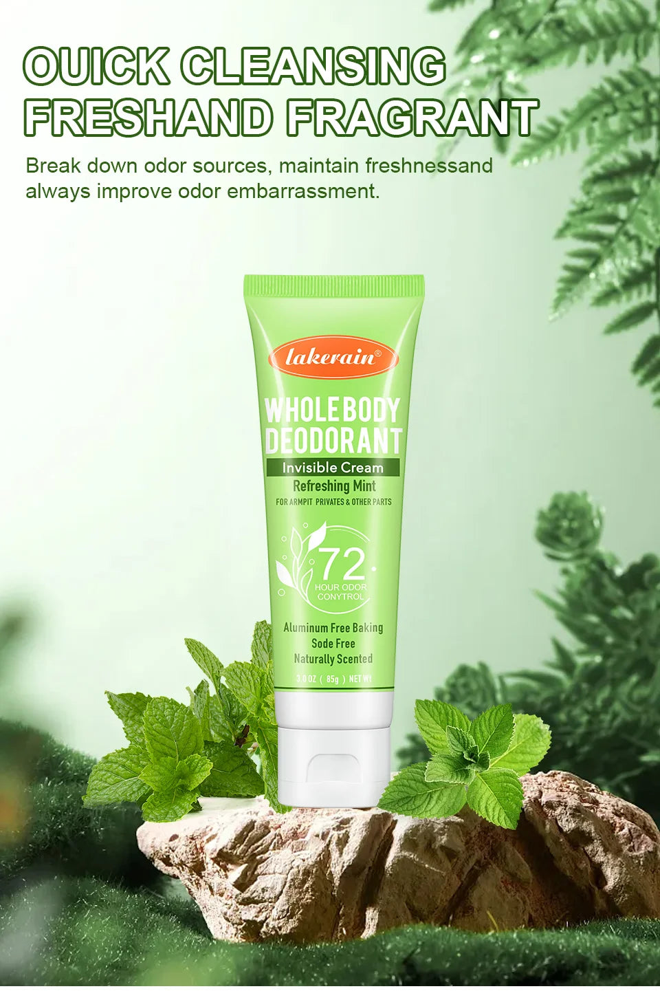 72-Hour Invisible Whole Body Deodorant Cream for All-Day Freshness