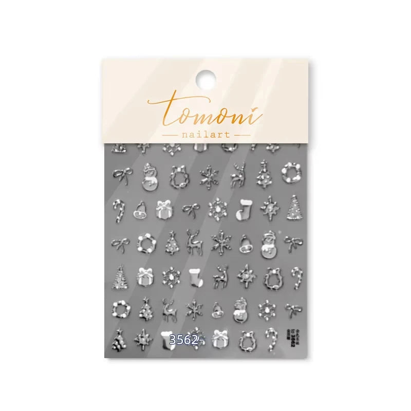 Festive 3D Christmas Nail Art Stickers for Holiday Manicure Decorations