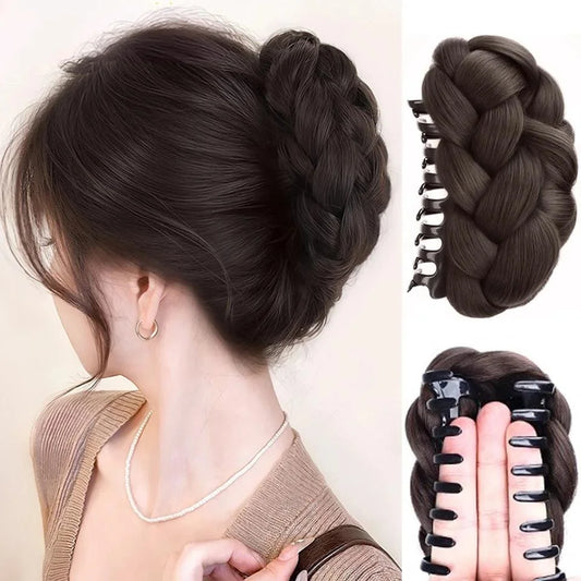 Braided Claw Clip Hair Bun for Instant Volume