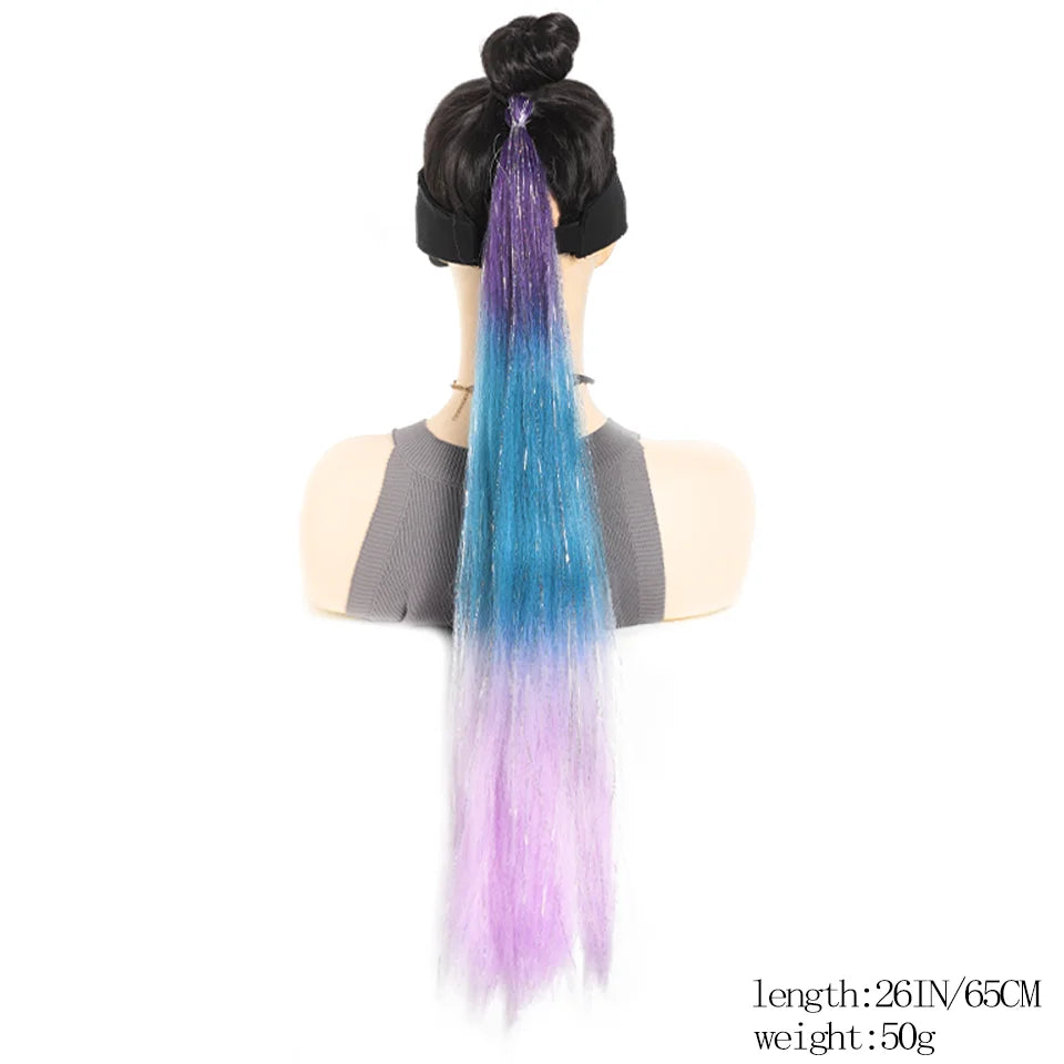 26 Inch Gradient Straight Braided Ponytail Extension