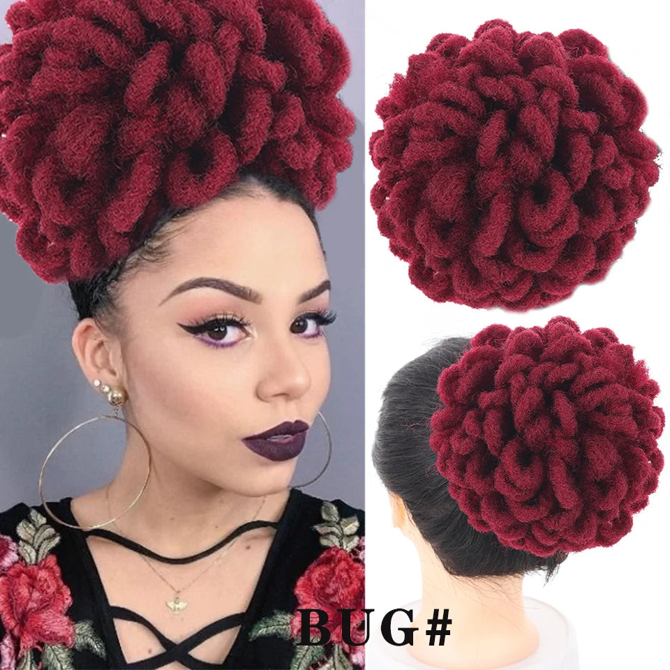 Synthetic Dreadlock Afro Puff Drawstring Ponytail Bun - 23