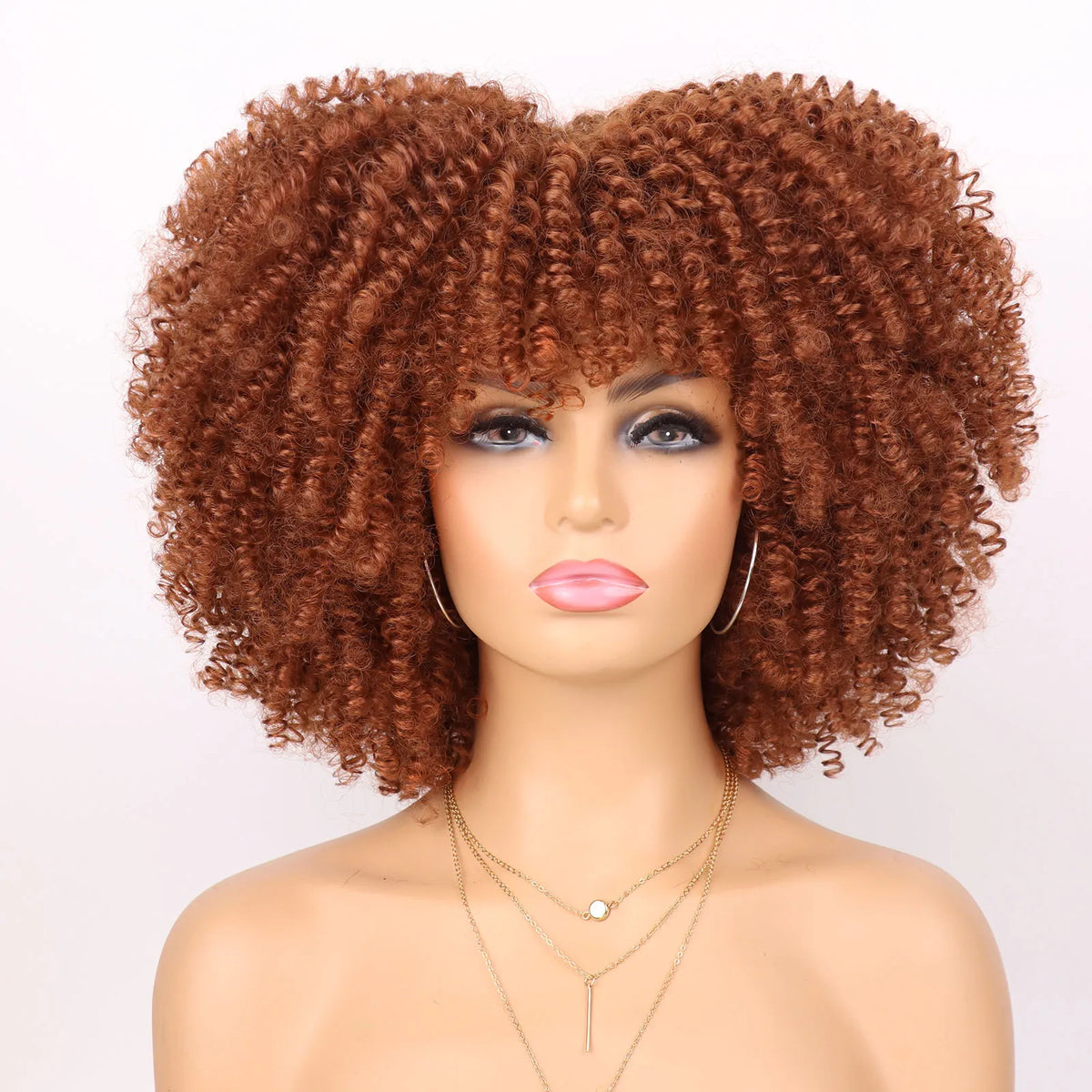 Short Kinky Curly Afro Wig with Bangs for Daily Wear