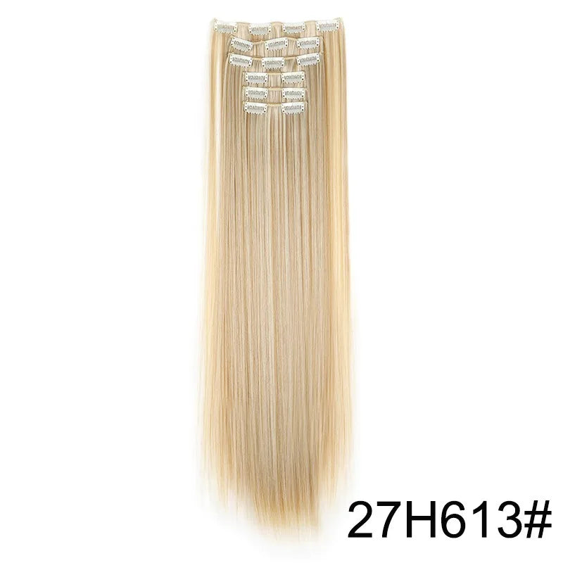 24 Inch Long Straight Synthetic Clip-In Hair Extensions