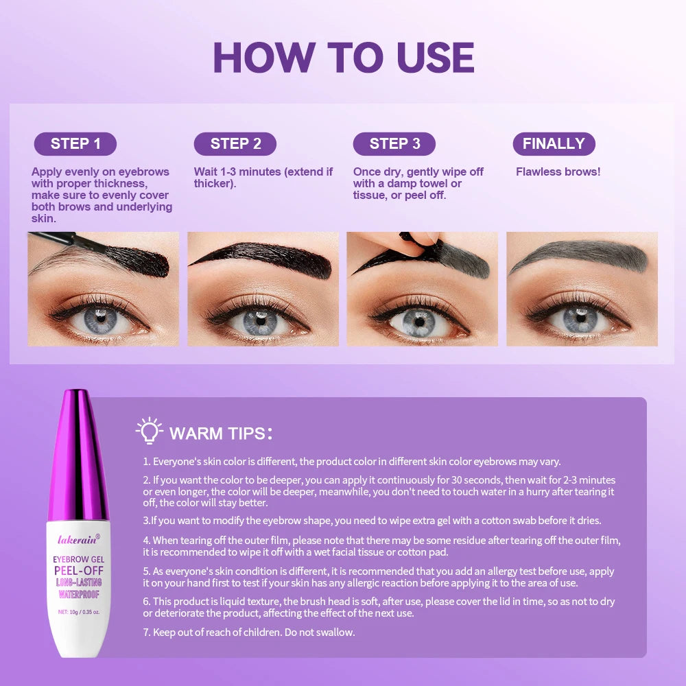 Waterproof Peel-Off Eyebrow Tint Gel for Long-Lasting Natural Brows - 5