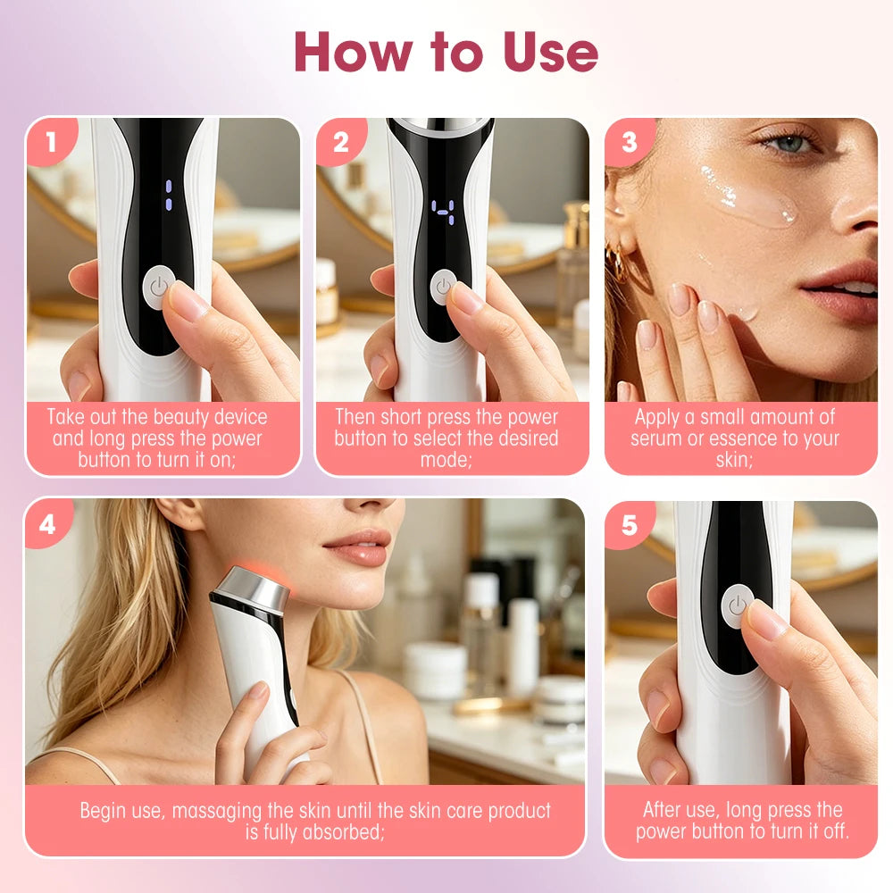4-in-1 Facial Massager and LED Skin Lifting Tool for Deep Pore Cleansing - 10