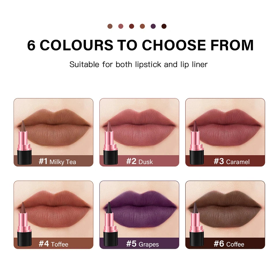 2-in-1 Waterproof Matte Lipstick and Lip Liner Crayon for All-Day Wear