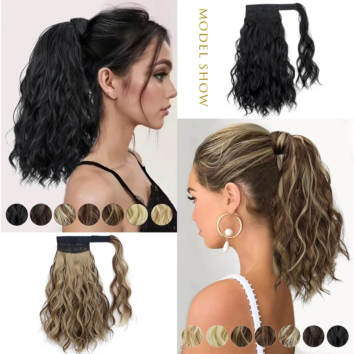 Short Curly Water Ripple Ponytail Hair Extension for Instant Volume