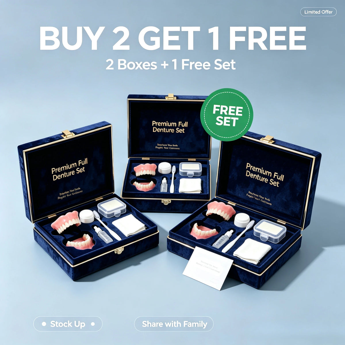 Comfortable Silicone Full Mouth False Teeth Smile Set for Daily Use