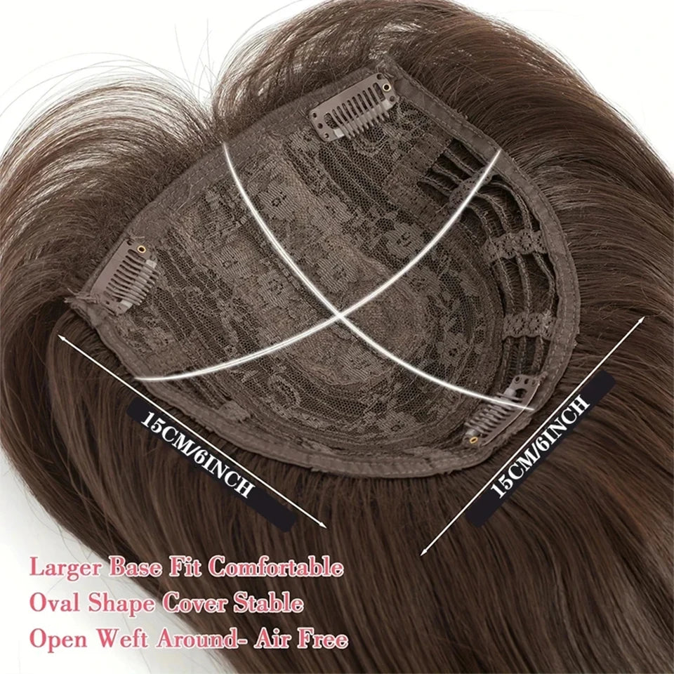 Clip-In Hair Topper with Bangs for Natural Volume and Root Coverage