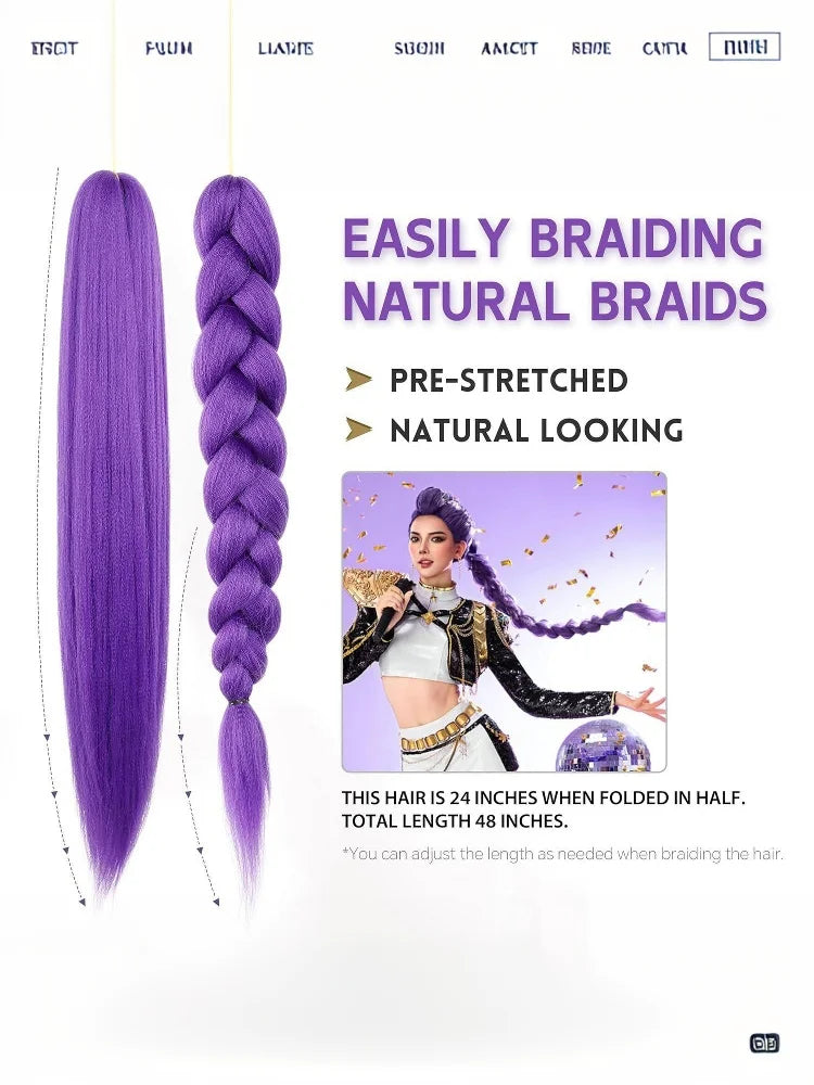 26-Inch Long Purple Braided Cosplay Ponytail Extension