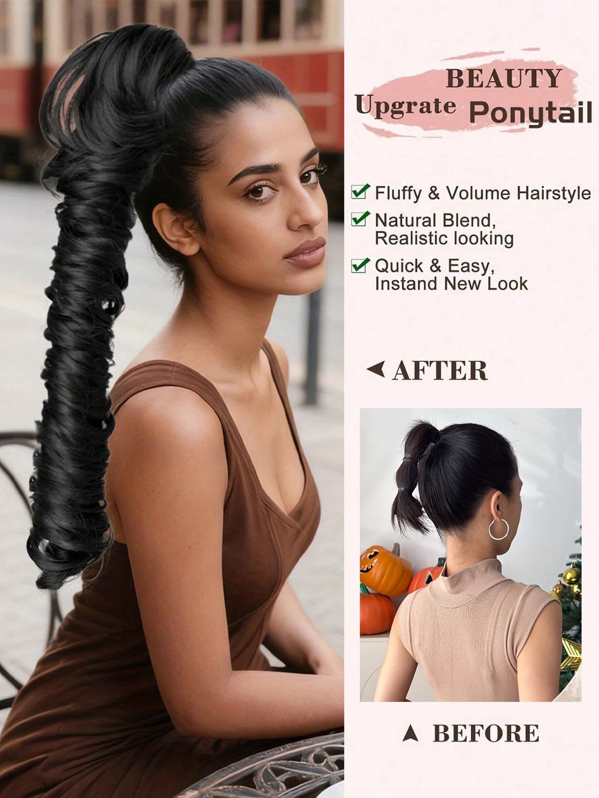 16-Inch Curly Claw Clip Ponytail Hair Extension