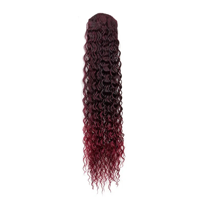 Long Water Wave Curly Drawstring Ponytail Hair Extension for Daily Style - 16
