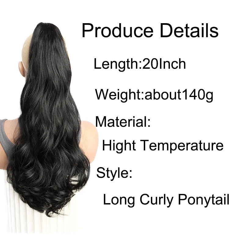 20-Inch Long Curly Claw Clip Ponytail Hair Extension - 3