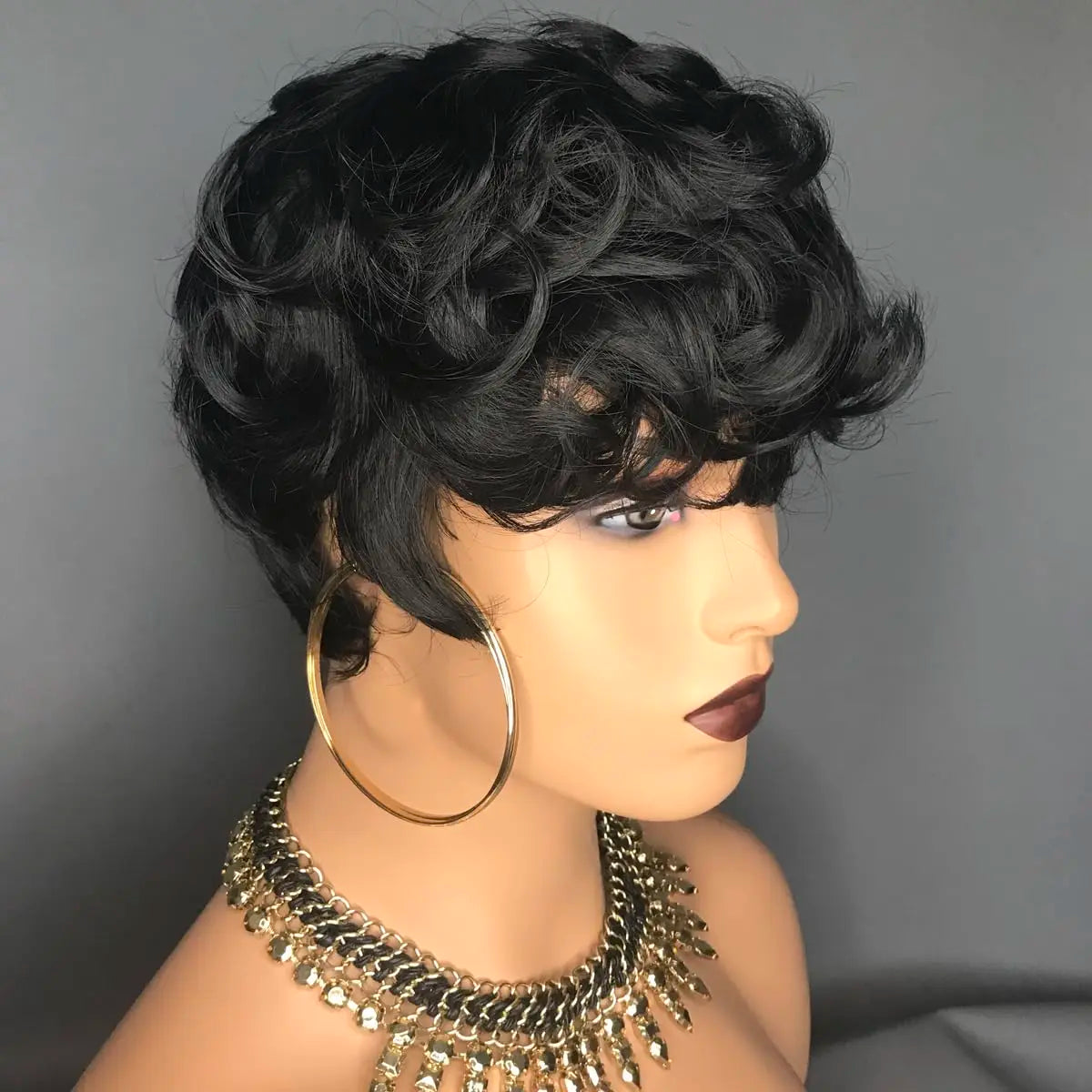 Short Curly Pixie Cut Wig for Women