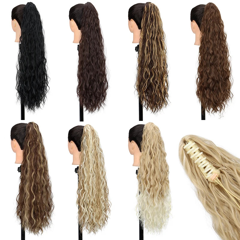Water Wave Claw Clip Ponytail Extension for Effortless Messy Volume