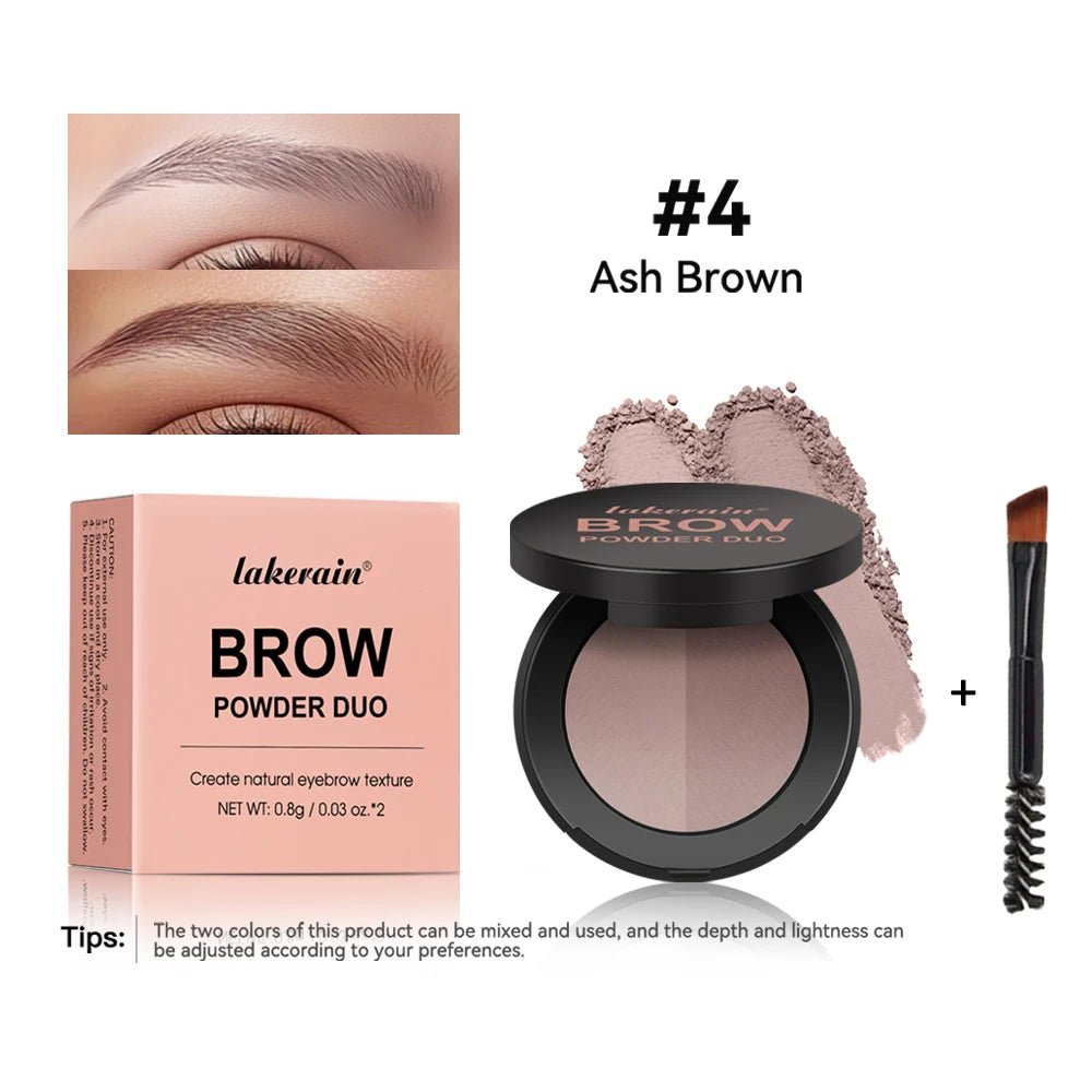 Dual-Tone Eyebrow Powder Palette with Professional Grooming Brush - 20