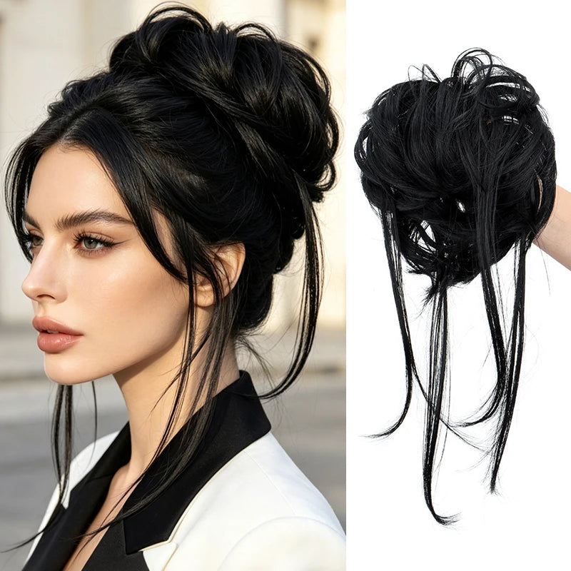 Messy Bun Hair Extension Scrunchie for Instant Volume and Updo Hairstyles - 18