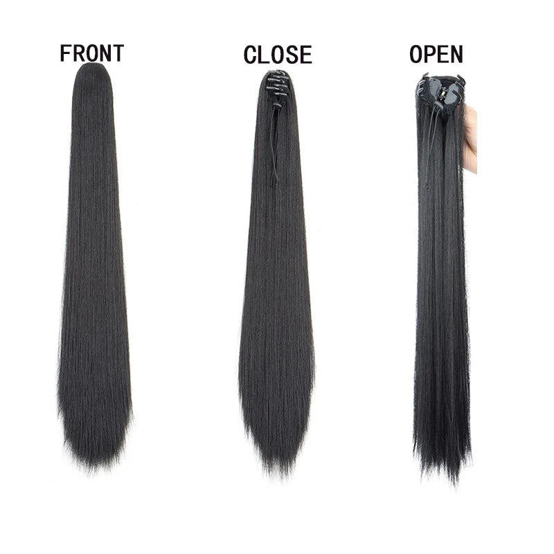 Long Straight Claw Clip Ponytail Hair Extension for Daily and Party Wear