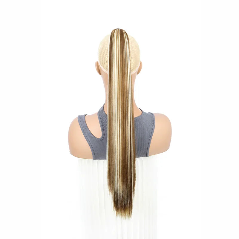 24-Inch Long Straight Claw Clip-On Ponytail Hair Extension - 13
