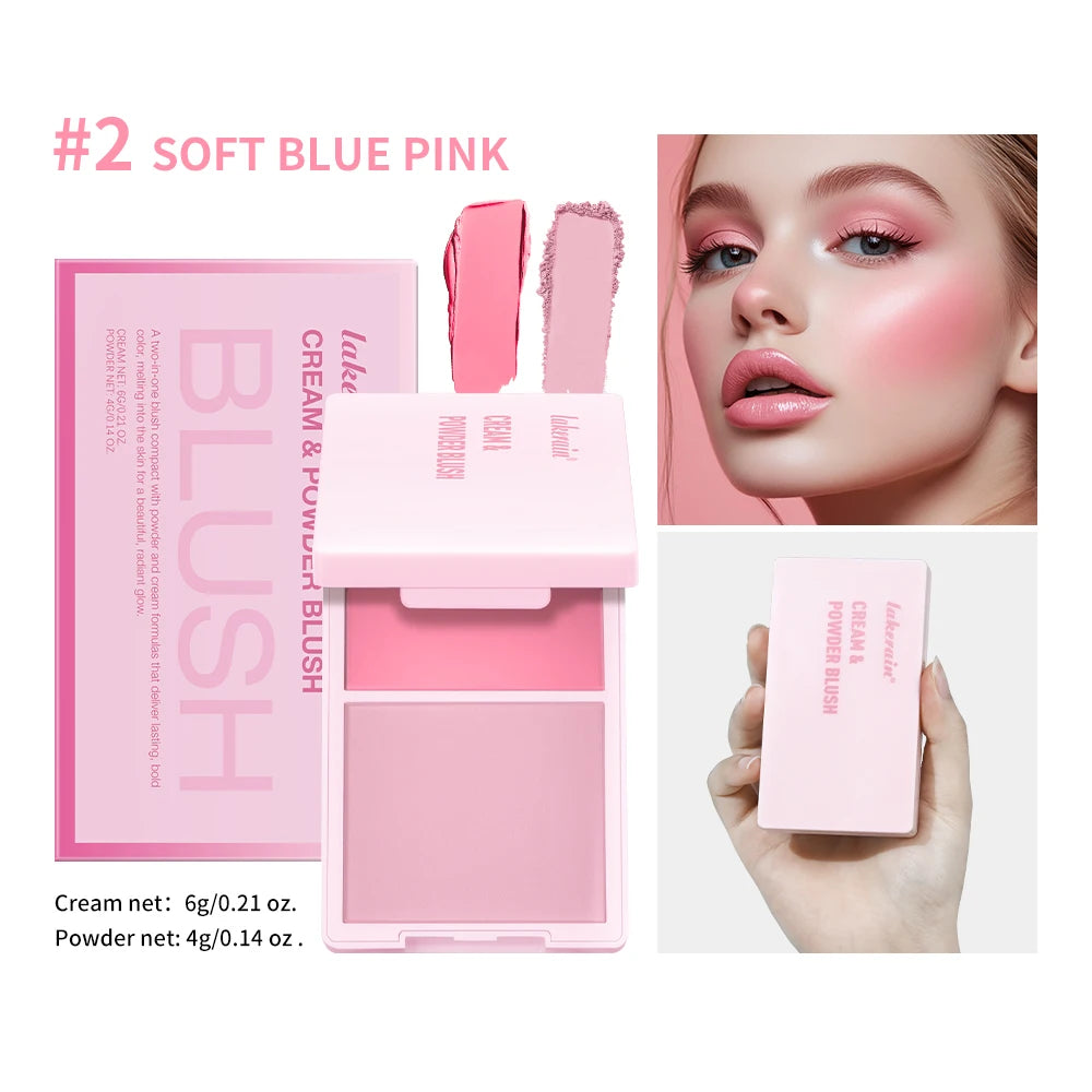 2-in-1 Cream and Powder Blush Palette for Long-Lasting Radiant Makeup