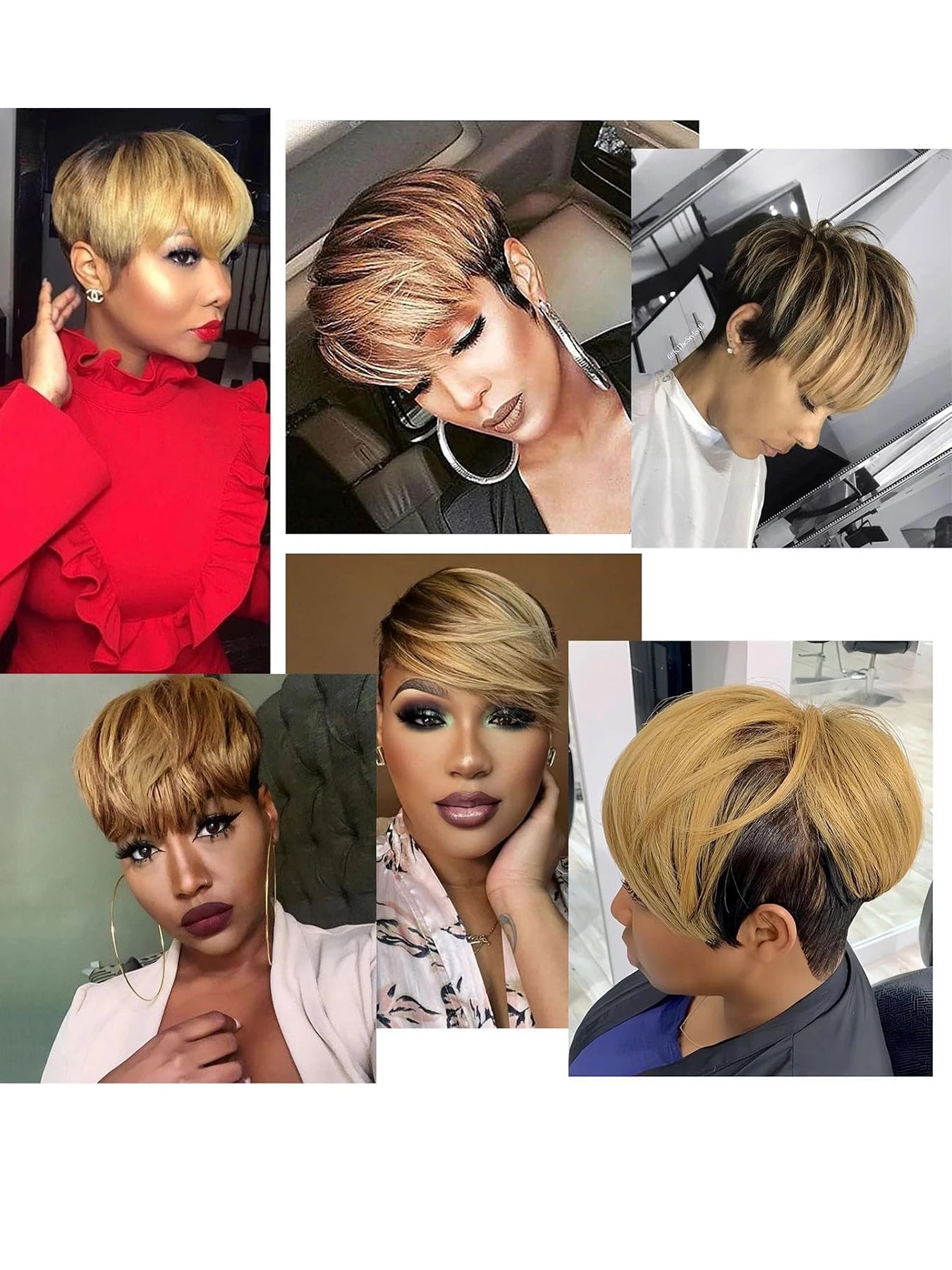 Short Curly Pixie Cut Wig with Bangs for Daily Wear - 6