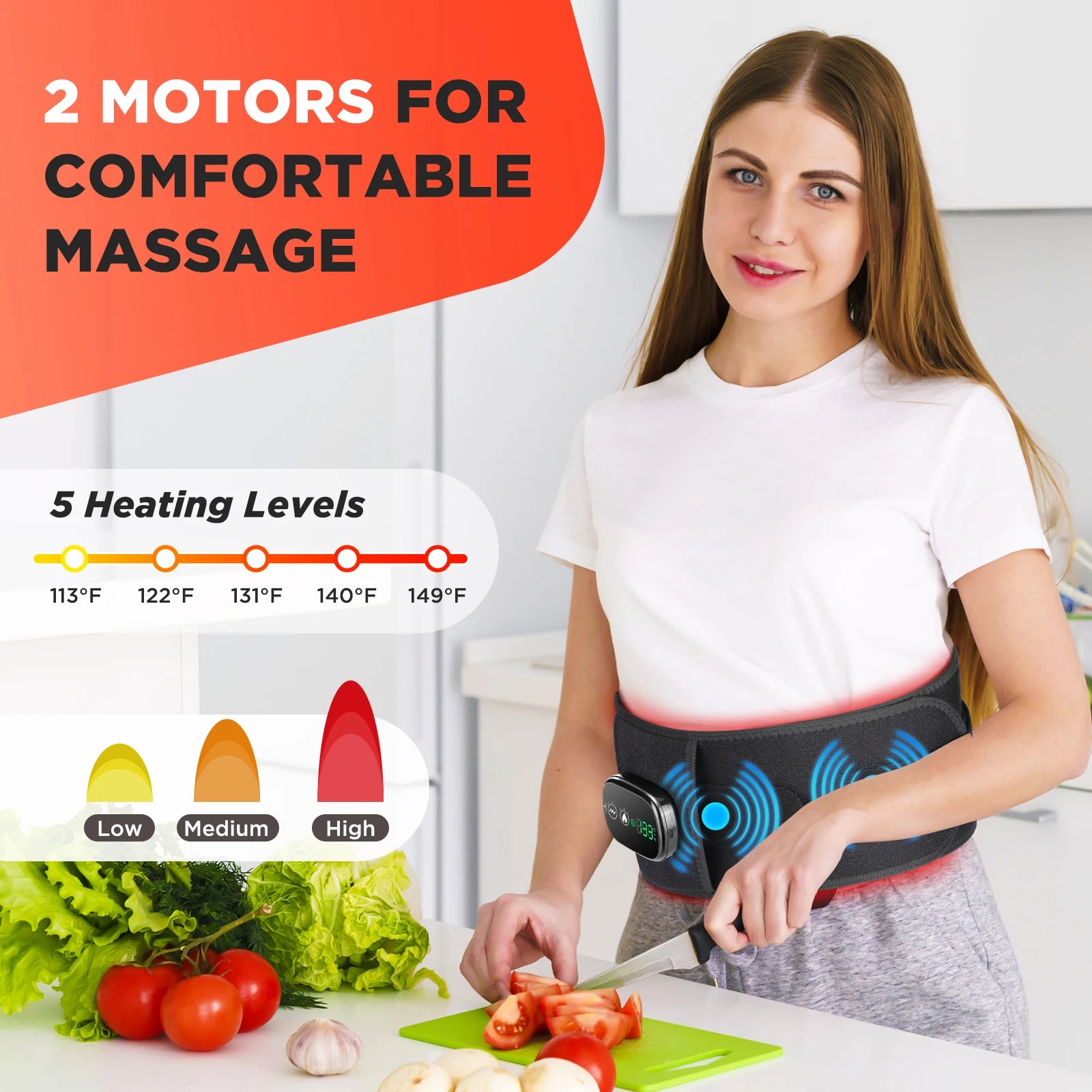 Cordless Heated Vibration Massage Belt for Lower Back and Waist Relief - 2