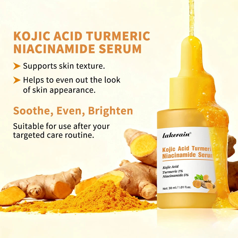 Brightening Kojic Acid and Turmeric Face Serum for Even Skin Tone
