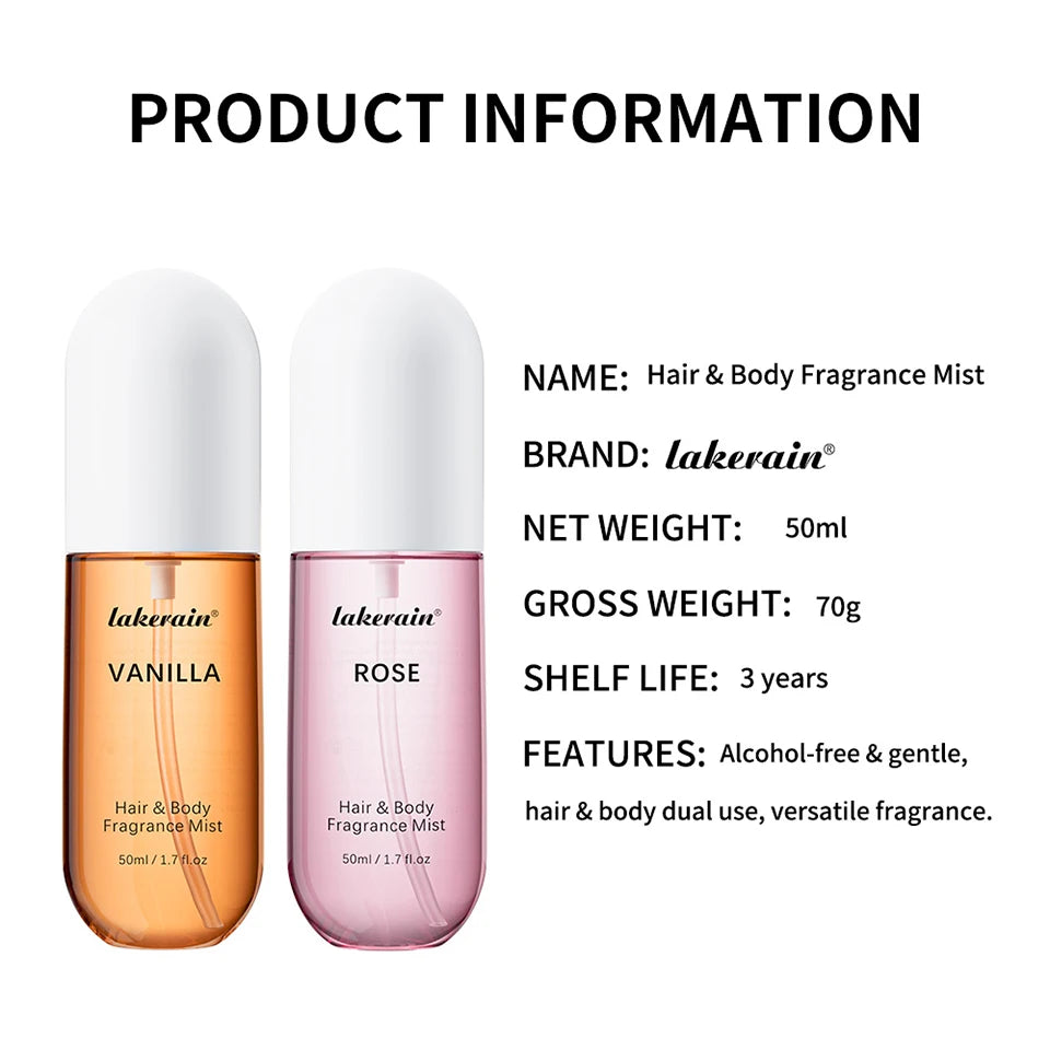 Long Lasting Vanilla and Rose Scented Hair and Body Fragrance Mist - 16