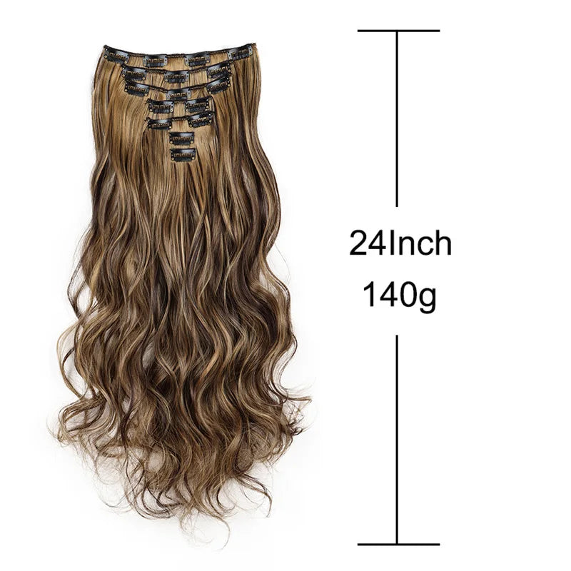 Wavy Curly Clip-In Hair Extension Set for Women - 4
